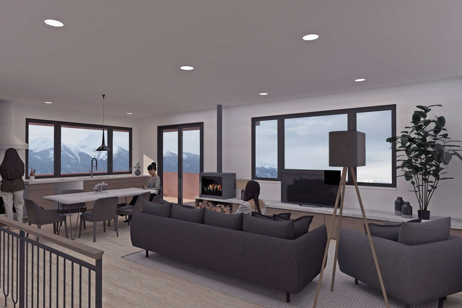 Cielo interior living room rendering - Condos at The Crossing Buena Vista, Colorado living community